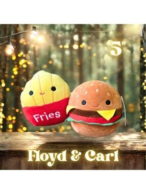 NWT Squishmallows Carl Burger and Floyd French Fries Set 5"